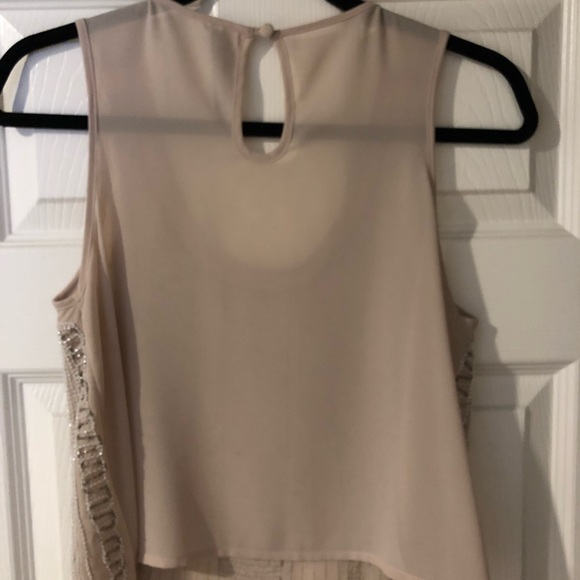 Beautiful beaded flowy cream tank top - Picture 2 of 3
